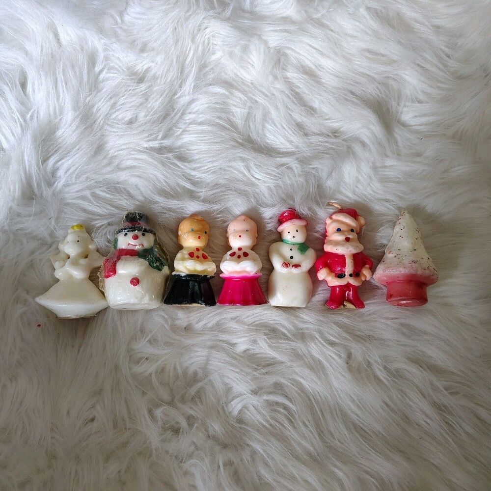 Vintage 1950's Gurley Tavern Candles Angels Santa Santa Carolers Lot Of 7